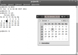Příkazy date a cal a Hodiny